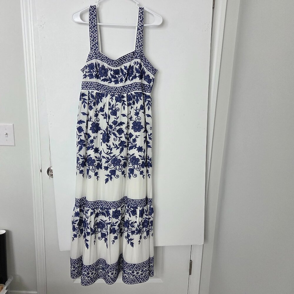 NWOT-Antonio Melani Embroidered Maxi Dress Baby Doll Kentucky Derby Women 12